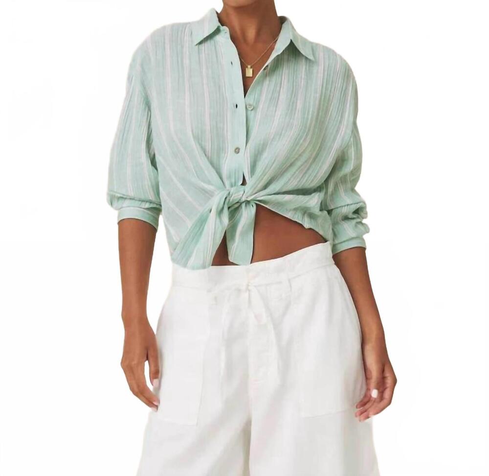 NEW SPLENDID aylei stripe button down in teal multi